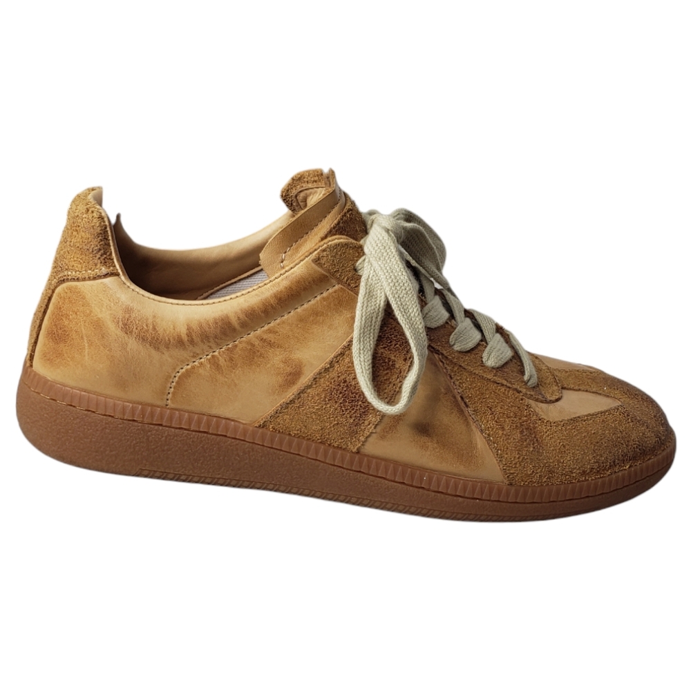 Handmade Leather Burnished Unisex Leather Walking Athleisure Casual Sneaker - Picture 1 of 12